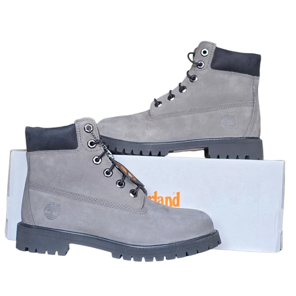 Timberland 6‎ Inch Premium Padded Collar Gray Nubuck Leather Boots